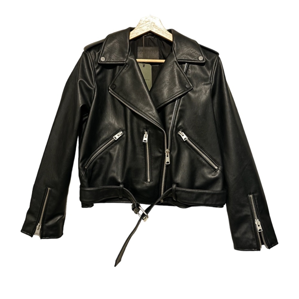 Balfern Faux Leather Belted Biker Jacket